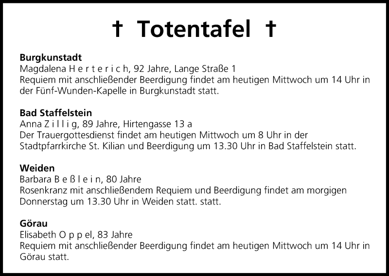  Traueranzeige für Totentafel vom 08.01.2014 vom 08.01.2014 aus MGO