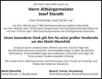 Anzeige von Josef Storath von MGO