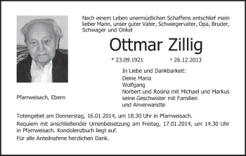 Anzeige von Ottmar Zillig von MGO