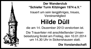 Anzeige von Hilde Düll von MGO