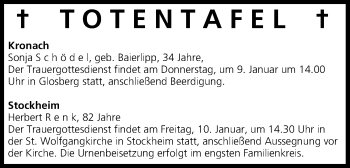 Anzeige von Totentafel vom 09.01.2014 von MGO