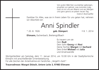 Anzeige von Anni Spindler von MGO