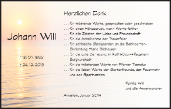 Anzeige von Johann Will von MGO