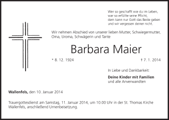 Anzeige von Barbara Maier von MGO