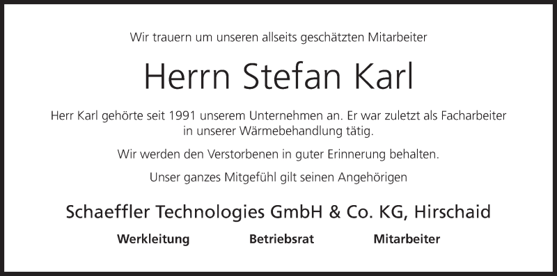  Traueranzeige für Stefan Karl vom 11.01.2014 aus MGO