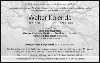 Anzeige von Walter Kolenda von MGO