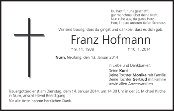 Anzeige von Franz Hofmann von MGO