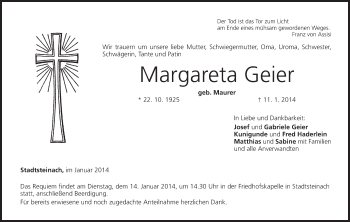 Anzeige von Margareta Geier von MGO