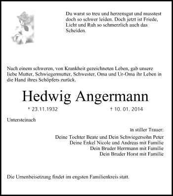 Anzeige von Hedwig Angermann von MGO