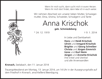 Anzeige von Anna Krischok von MGO