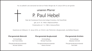 Anzeige von Paul Hebel von MGO