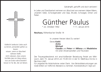 Anzeige von Günther Paulus von MGO