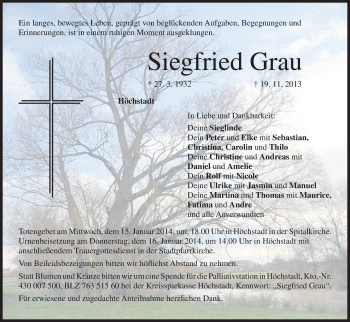 Anzeige von Siegfried Grau von MGO