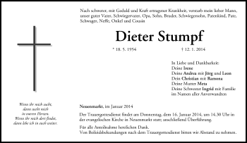 Anzeige von Dieter Stumpf von MGO