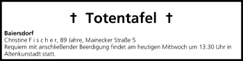 Anzeige von Totentafel vom 15.01.2014 von MGO