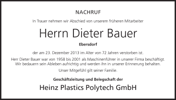 Anzeige von Dieter Bauer von MGO