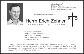 Anzeige von Erich Zehner von MGO