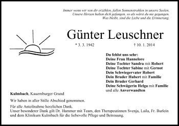 Anzeige von Günter Leuschner von MGO