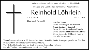 Anzeige von Reinhold Löhrlein von MGO