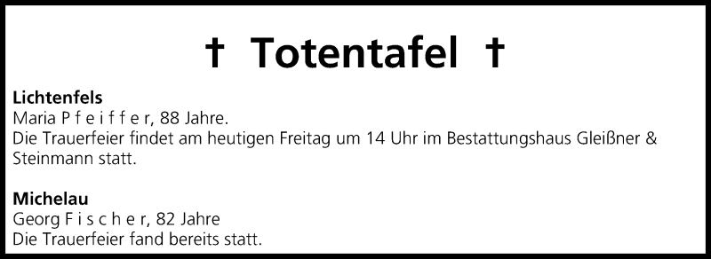  Traueranzeige für Totentafel vom 17.01.2014 vom 17.01.2014 aus MGO
