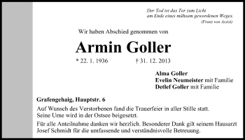Anzeige von Armin Goller von MGO
