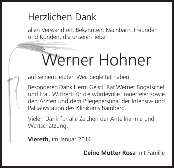Anzeige von Werner Hohner von MGO