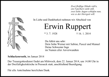 Anzeige von Erwin Ruppert von MGO