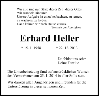 Anzeige von Erhard Heller von MGO