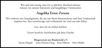 Anzeige von Angelika Ernst-Zwosta von MGO