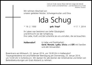 Anzeige von Ida Schug von MGO