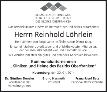 Anzeige von Reinhold Löhrlein von MGO