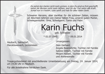 Anzeige von Karin Fuchs von MGO