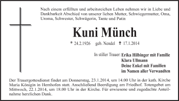 Anzeige von Kuni Münch von MGO
