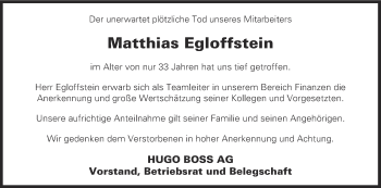 Anzeige von Matthias Egloffstein von MGO