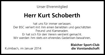 Anzeige von Kurt Schoberth von MGO