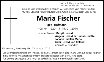 Anzeige von Maria Fischer von MGO