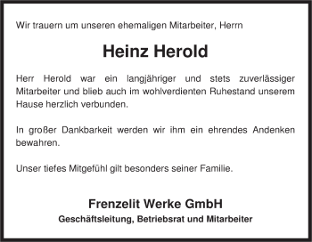 Anzeige von Heinz Herold von MGO