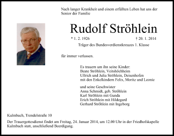 Anzeige von Rudolf Ströhlein von MGO