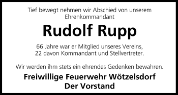 Anzeige von Rudolf Rupp von MGO