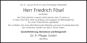 Anzeige von Friedrich Fösel von MGO
