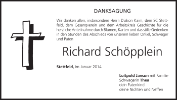 Anzeige von Richard Schöpplein von MGO