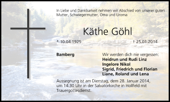 Anzeige von Käthe Göhl von MGO