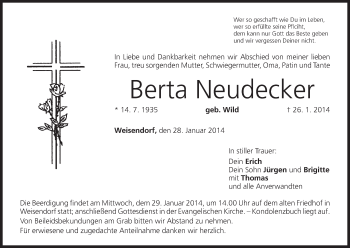 Anzeige von Berta Neudecker von MGO