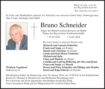 Anzeige von Bruno Schneider von MGO