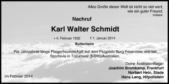 Anzeige von Karl Walter Schmidt von MGO