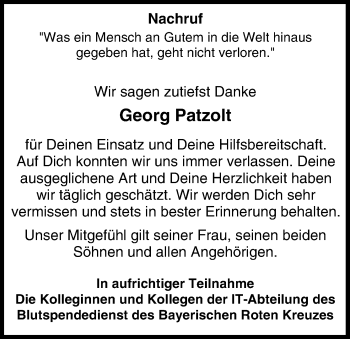 Anzeige von Georg Patzolt von MGO
