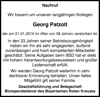 Anzeige von Georg Patzolt von MGO