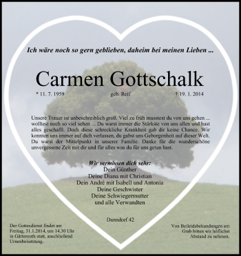 Anzeige von Carmen Gottschalk von MGO