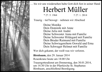 Anzeige von Herbert Müller von MGO