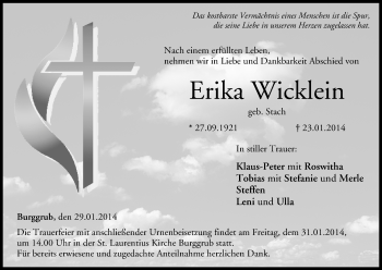 Anzeige von Erika Wicklein von MGO